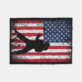 Usa American Flag Karate 4th Of July Patriotic Gir フリースブランケット (正面(横))