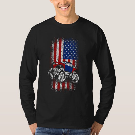 Usa american flag Monster truck 4th of july Tシャツ (正面)