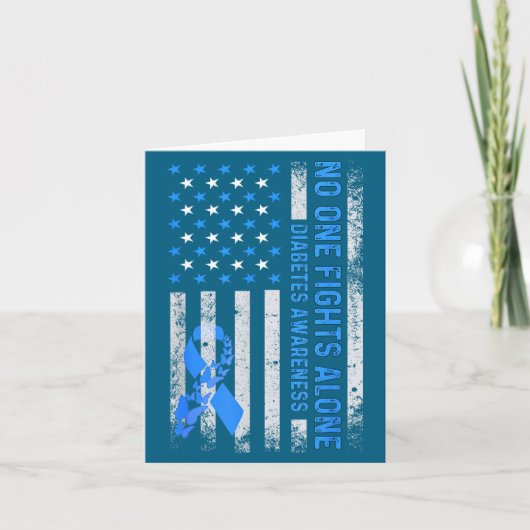 Usa American Flag No Fighting Alone Diabetes Aware カード (正面)