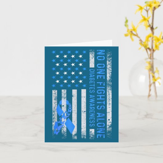 Usa American Flag No Fighting Alone Diabetes Aware カード (黄色い花)