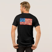 USA American Flag Patriot 4th of July Parade Vet トライブレンドＴシャツ (裏面全面)