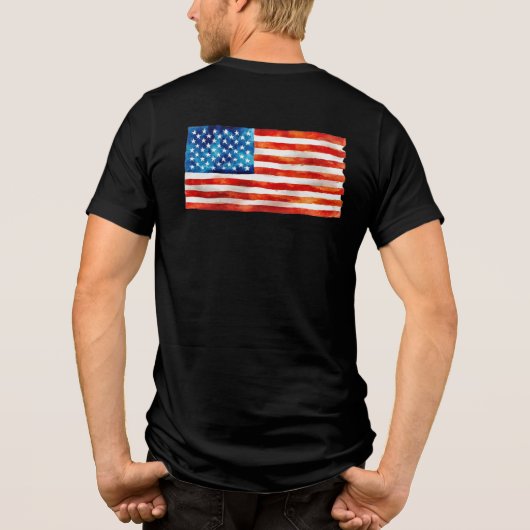 USA American Flag Patriot 4th of July Parade Vet トライブレンドＴシャツ (裏面)