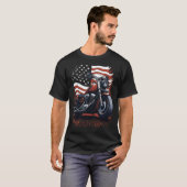USA American Flag Rider Motorcycle Veteran Biker Tシャツ (正面フル)