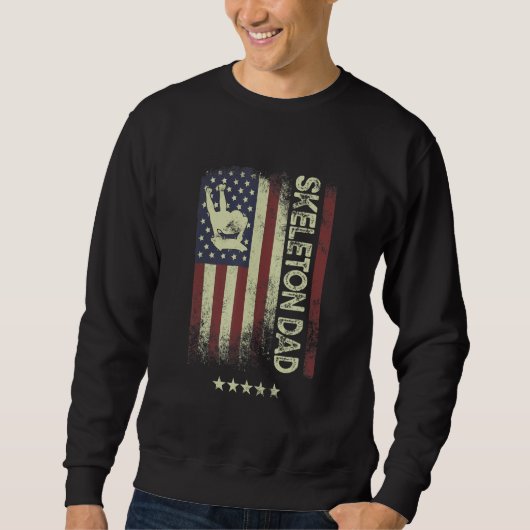 USA American Flag  Skeleton Dad 1 スウェットシャツ (正面)
