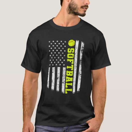 USA American Flag Softball Tシャツ (正面)