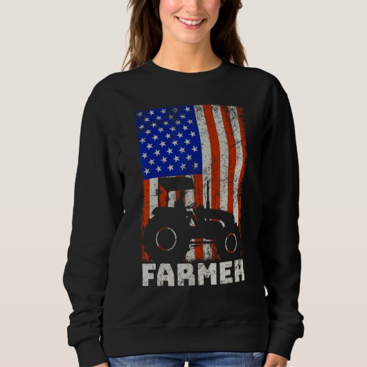 USA American Flag Tractors Farming スウェットシャツ (正面)