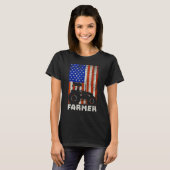 USA American Flag Tractors Farming Tシャツ (正面フル)