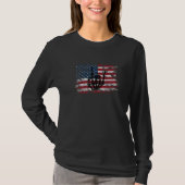 USA American Flag With Rocker Skeleton Hand  5 Tシャツ (正面)