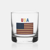 USA American Retro Flag ウイスキーグラス (正面)