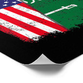 USA American Saudi Arabia Flag Men Women ポスター (角)