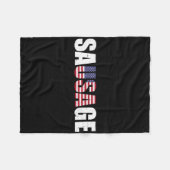 Usa American Sausage Funny  フリースブランケット (正面(横))