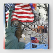 USA American Symbols スクエア壁時計 (正面)