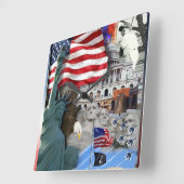 USA American Symbols スクエア壁時計 (傾斜)