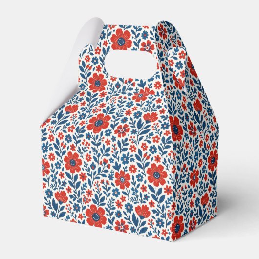 USA/American themed floral pattern フェイバーボックス (正面サイド)