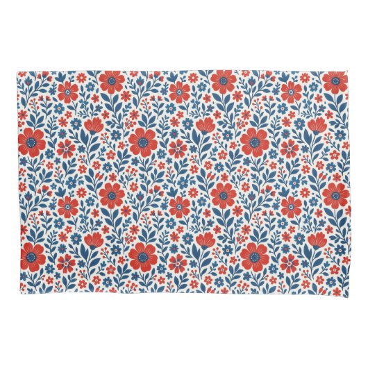 USA/American themed floral pattern 枕カバー (正面)