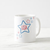 Usa Americana Fourth Of July Shooting Stars コーヒーマグカップ (正面右)