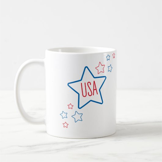 Usa Americana Fourth Of July Shooting Stars コーヒーマグカップ (左)