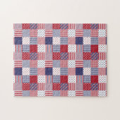 USA Americana Patchwork Red White & Blue ジグソーパズル (横)