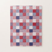 USA Americana Patchwork Red White & Blue ジグソーパズル (縦)