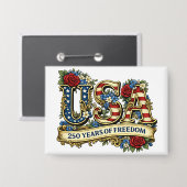 USA America's 250th Anniversary 缶バッジ (正面/裏面)