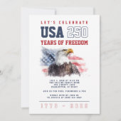 USA America's 250th Anniversary 4th of July Party 招待状 (正面)