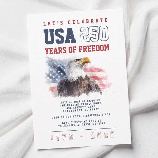 USA America's 250th Anniversary 4th of July Party 招待状