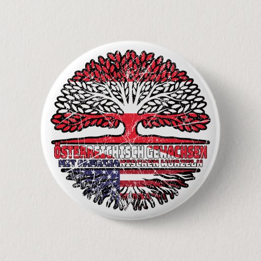 USA Amerikanisch Österreichisch Baum 缶バッジ (正面)