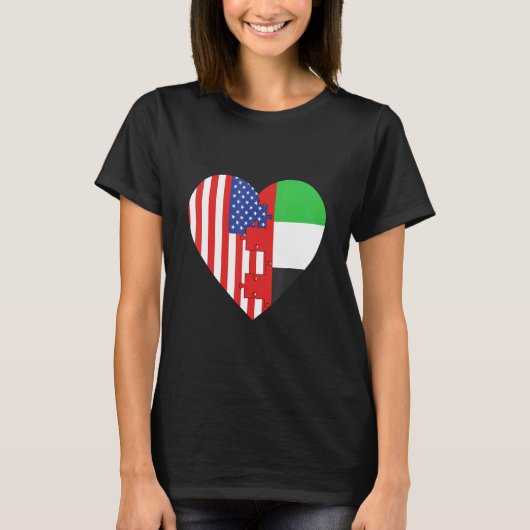 USA and Arab Emirates Flags Heart Tシャツ (正面)