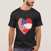 USA and Austria Flags Heart Tシャツ (正面)