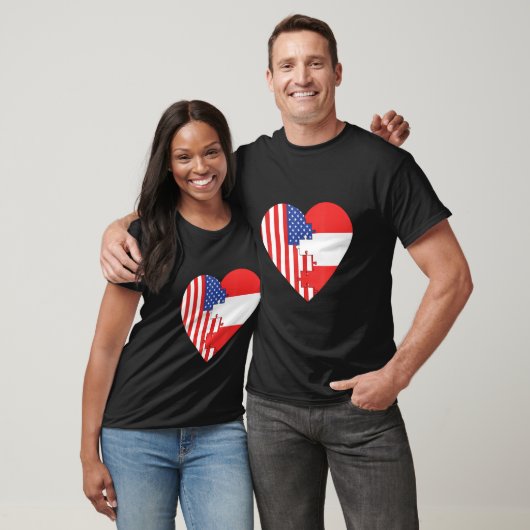 USA and Austria Flags Heart Tシャツ (ユニセックス)
