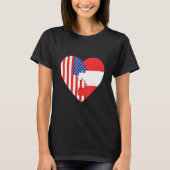 USA and Austria Flags Heart Tシャツ (正面)