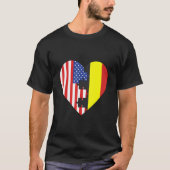 USA and Belgium Flags Heart Tシャツ (正面)