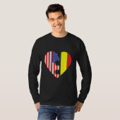 USA and Belgium Flags Heart Tシャツ (正面フル)