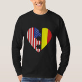 USA and Belgium Flags Heart Tシャツ (正面)
