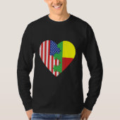 USA and Benin Flags Heart Tシャツ (正面)