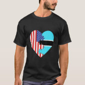 USA and Botswana Flags Heart Tシャツ (正面)