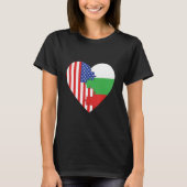 USA and Bulgaria Flags Heart Tシャツ (正面)