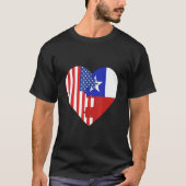 USA and Chile Flags Heart Tシャツ (正面)