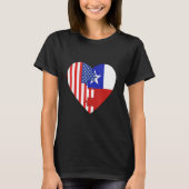 USA and Chile Flags Heart Tシャツ (正面)