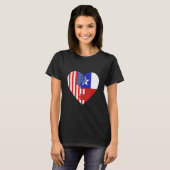 USA and Chile Flags Heart Tシャツ (正面フル)