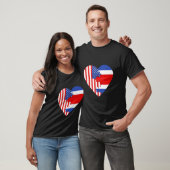 USA and Costa Rica Flags Heart Tシャツ (ユニセックス)