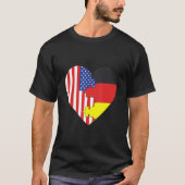 USA and Germany Flags Heart Tシャツ (正面)