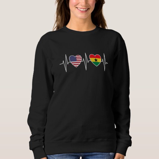 USA And Ghana Ghanaian Flag Flags Premium スウェットシャツ (正面)