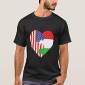 USA and Hungary Flags Heart Tシャツ (正面)