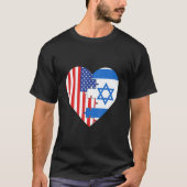 USA and Israel Flags Heart Tシャツ (正面)