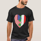USA and Italy Flags Heart Tシャツ (正面)