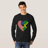 USA and Jamaica Flags Heart Tシャツ (正面フル)