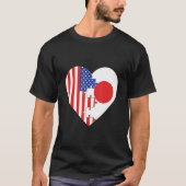 USA and Japan Flags Heart Tシャツ (正面)