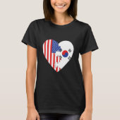 USA and Korea Flags Heart Tシャツ (正面)