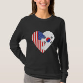 USA and Korea Flags Heart Tシャツ (正面)